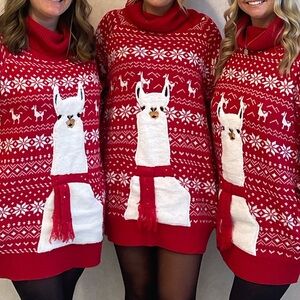 Ugly Christmas Sweater Dress - Llama